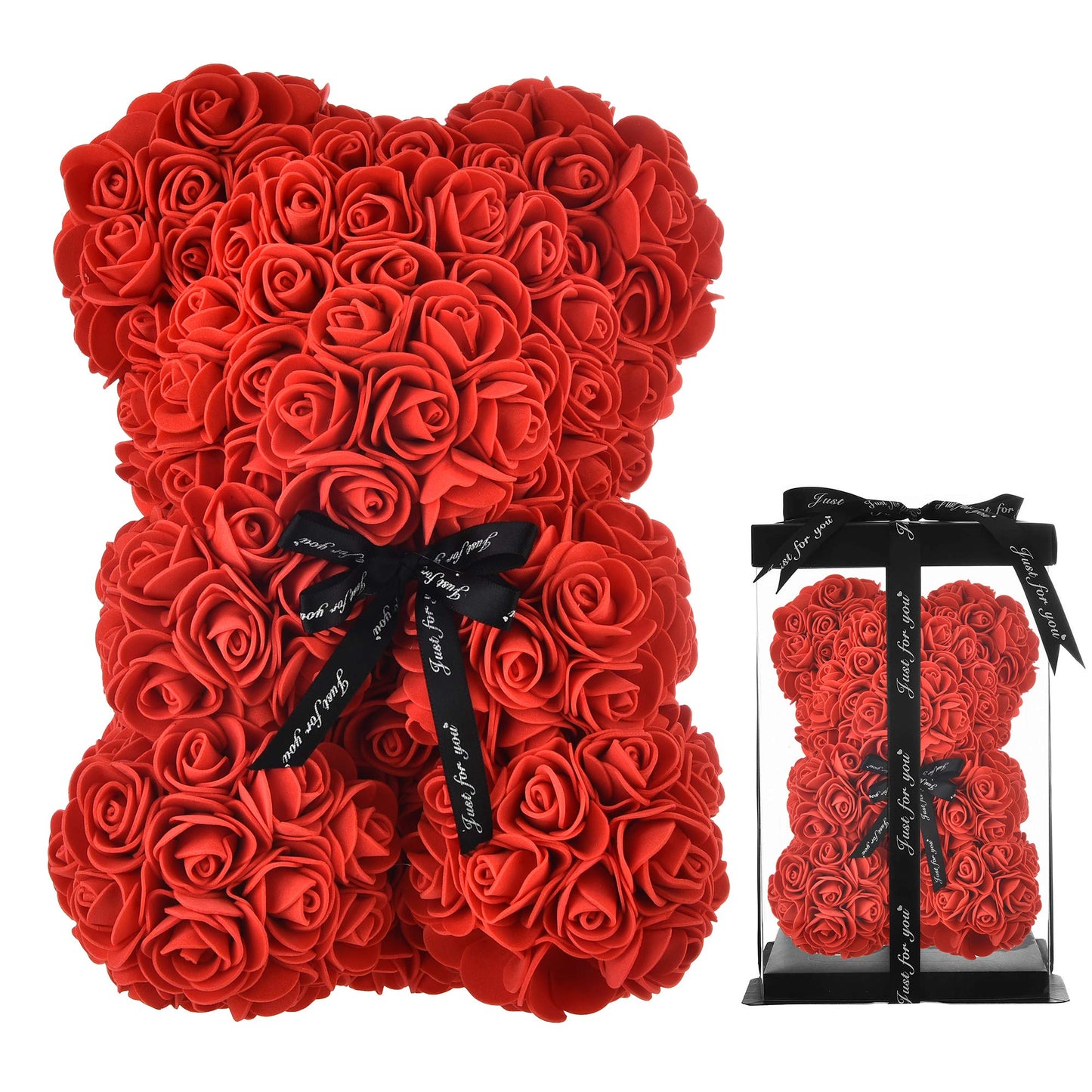 Teddy Bear with artificial roses