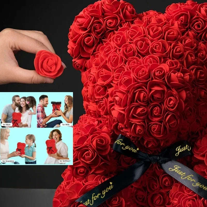 Teddy Bear with artificial roses